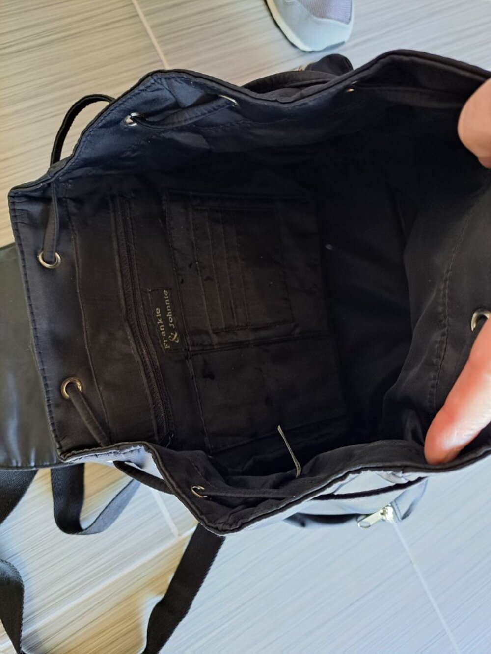Frankie & Johnnie Backpack Black Nylon Purse Travel - Picture 7 of 9
